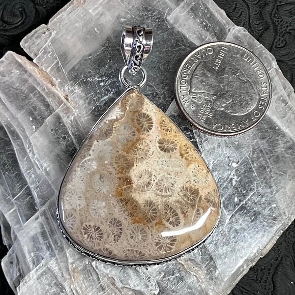 Agatized Fossil Coral Gemstone Stone Jewelry Crystal Pendant - Picture 6 of 6